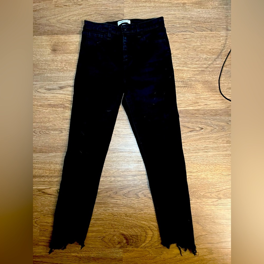 Abercrombie & Fitch High Rise Distressed Hem Jeans